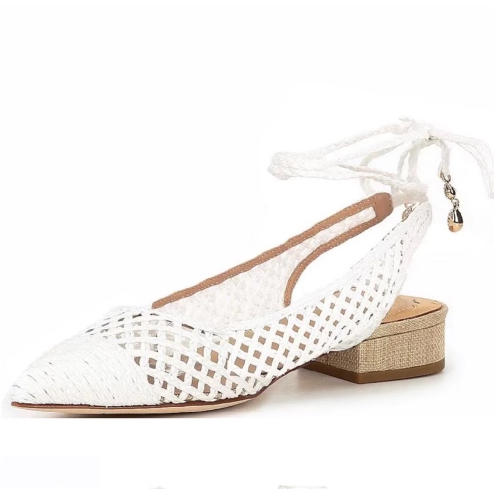 NEW Antonio Melani x Jennifer Sumko Newport White Woven Ankle Wrap Flats 8 NWT